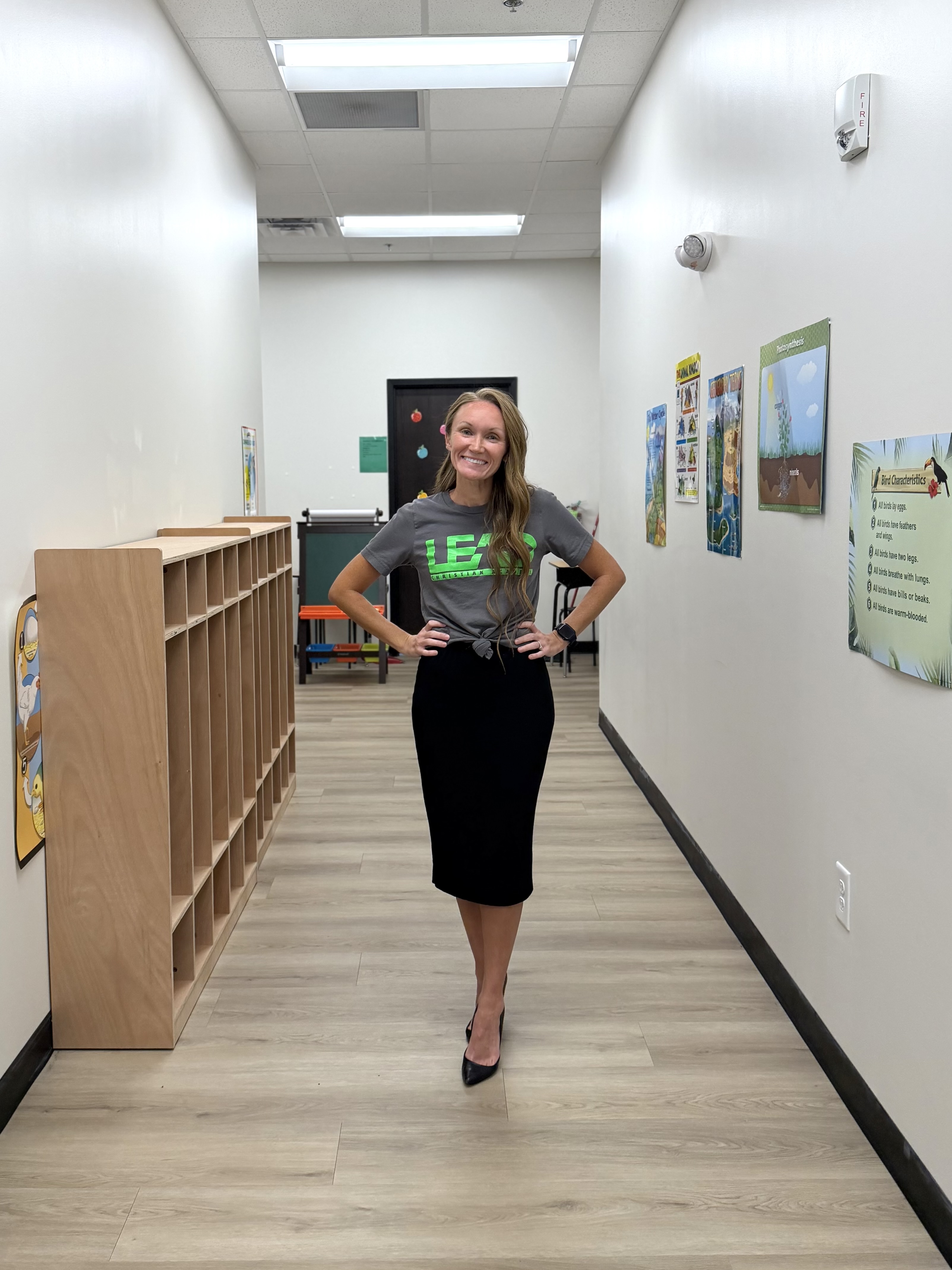 Lindsey Wilkerson standing in her classroom at LEAD Christian Academy